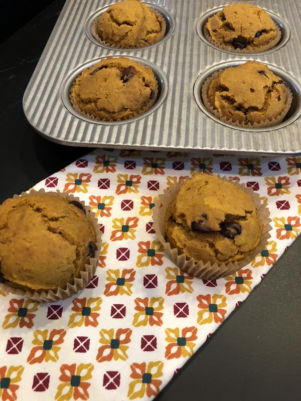 Pumpkin Chocolate Chip Muffins on napkin