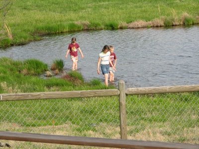 kids in pond