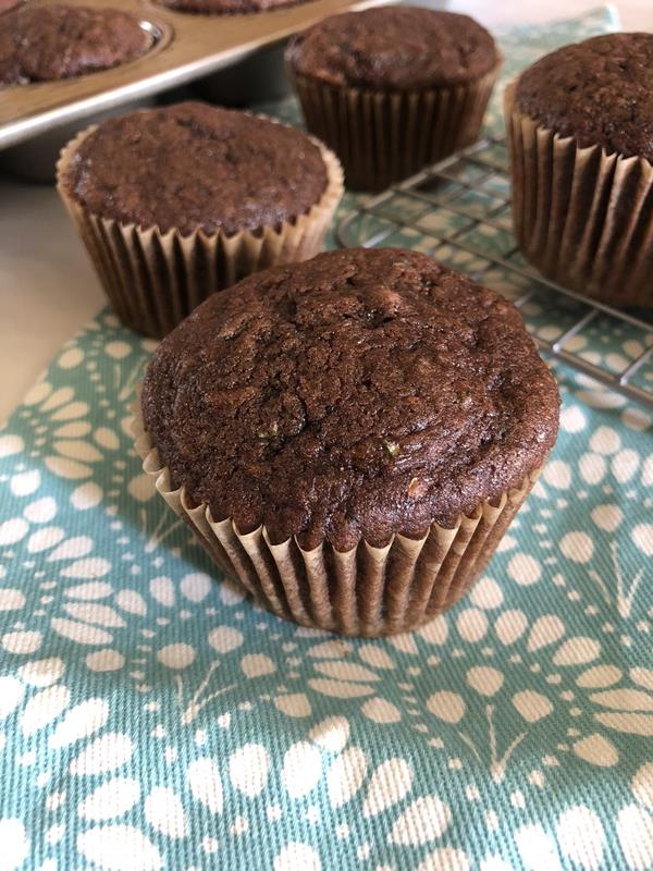 Chocolate Whole Wheat Zucchini Muffins