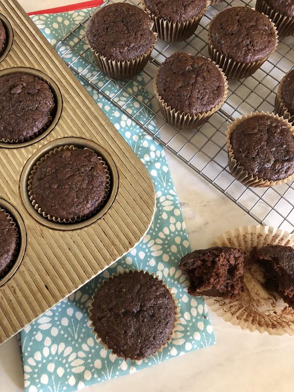 Chocolate Whole Wheat Zucchini Muffins