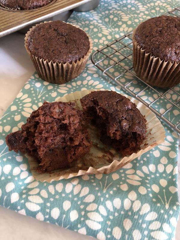 Chocolate Whole Wheat Zucchini Muffins