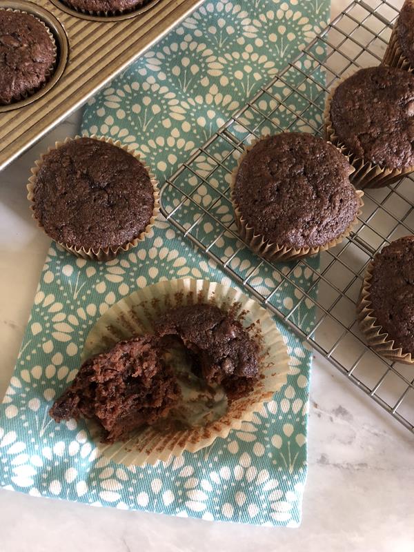 Chocolate Whole Wheat Zucchini Muffins