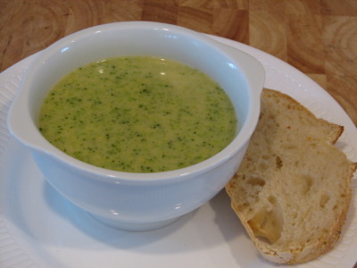 broccoli soup and no knead bread