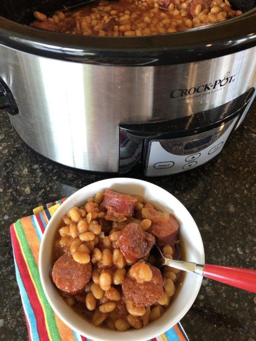 Crock Pot Baked Beans and Sausage Lynn's Kitchen Adventures