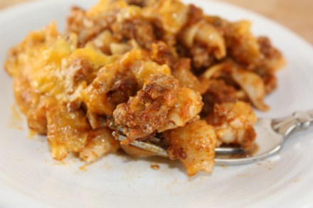 Taco pasta on plate with spoon