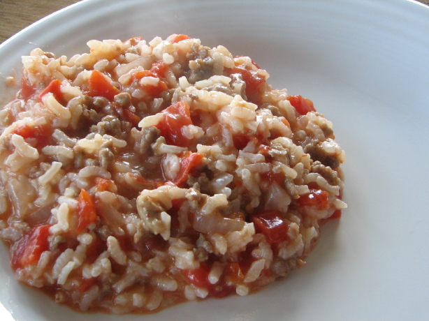 oven risotto with tomatoes and sausage