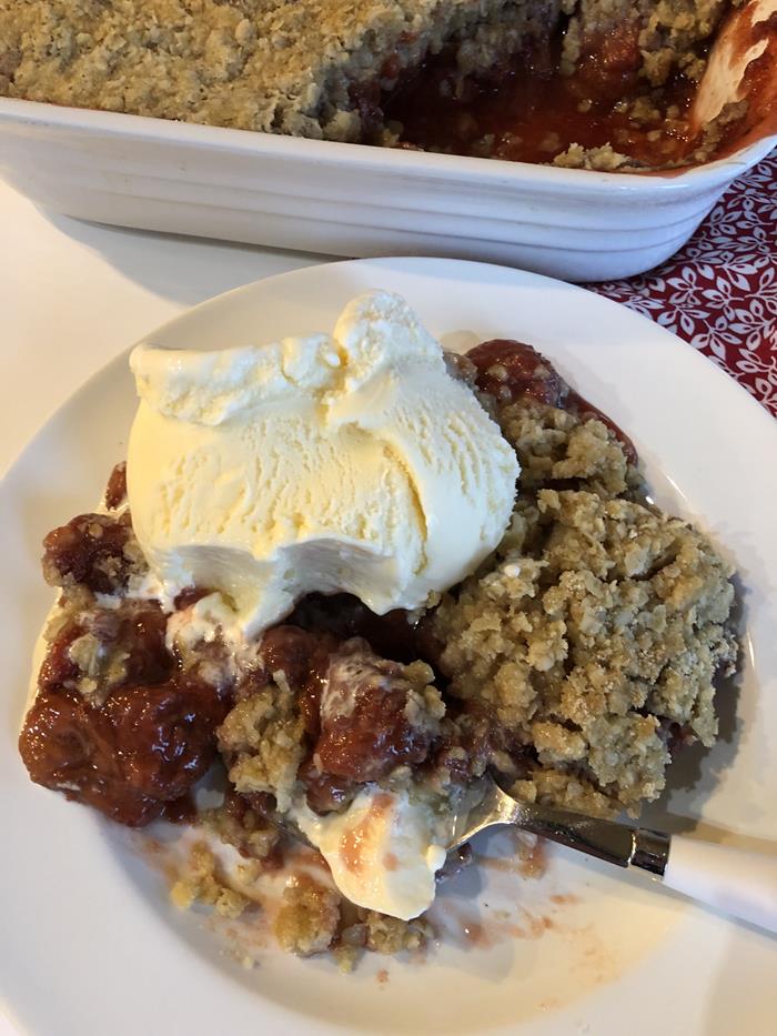 Strawberry Cobbler with Ice Cream