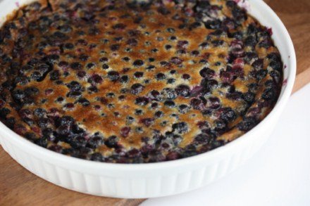 baked blueberry custard