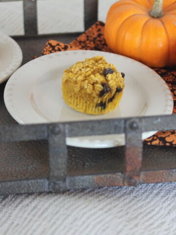 Baked Chocolate Chip Pumpkin Oatmeal Muffin