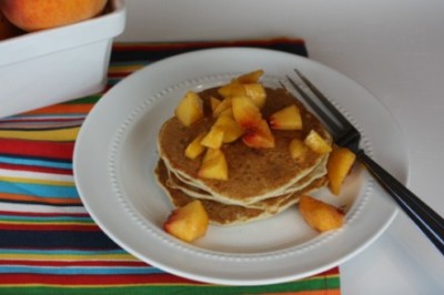 gluten free peaches and cream pancakes