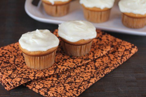 Butterscotch Pumpkin Cupcakes from LynnsKitchenAdventures.com