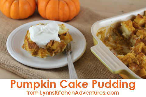 Pumpkin Cake Pudding from LynnsKitchenAdventures.com