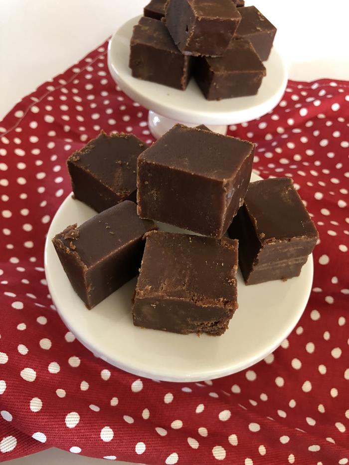 Coffee Fudge on a white plate