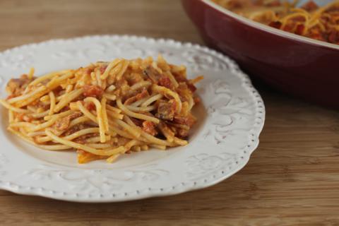 Pepperoni Spaghetti Pie 