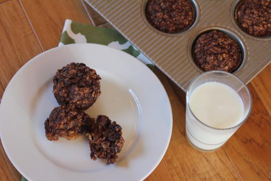 Chocolate Banana Oatmeal Breakfast Muffins