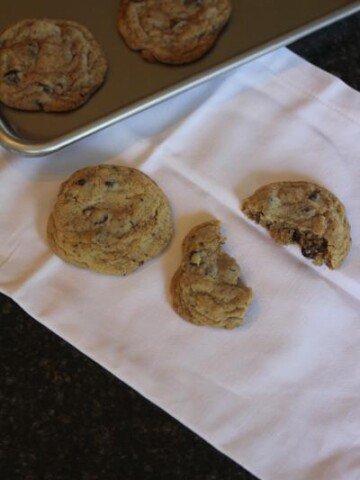 gluten free chocolate chip cookies on white napkin