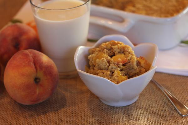 Peaches and Cream Baked Oatmeal -