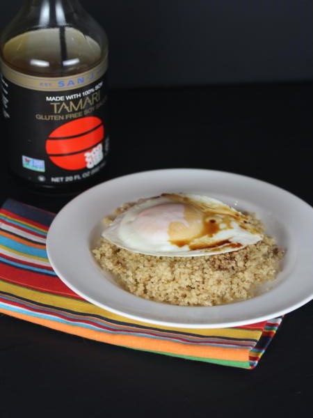 Eggs and Soy Sauce over Quinoa-