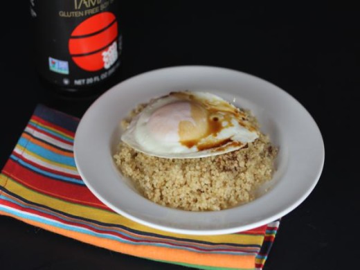Eggs and Soy Sauce over Quinoa