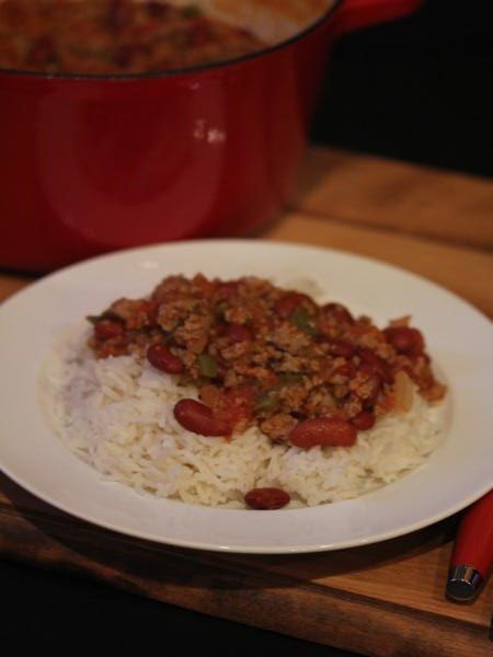 Simple Sausage and Beans Over Rice-