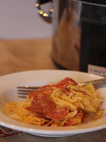 slow cooked pepperoni pasta