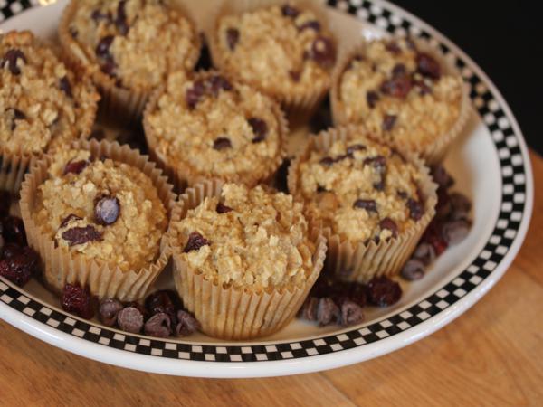 Dark Chocolate Cherry Breakfast Muffins--