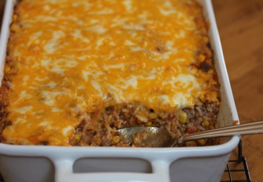 Beef Enchilada Rice Casserole-