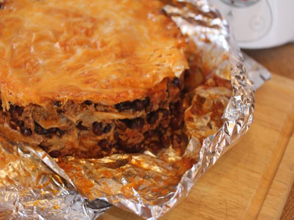 Easy Slow Cooked Mexican Lasagna -