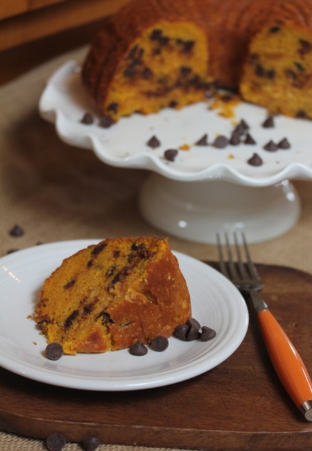 Easy Chocolate Chip Pumpkin Bundt Cake-