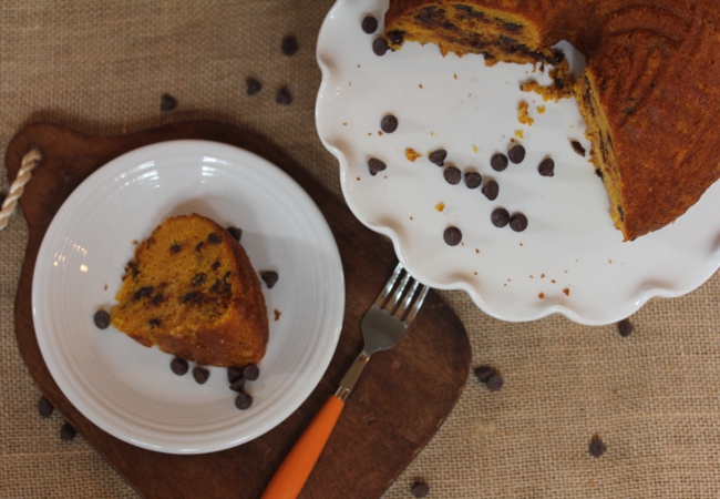 Easy Chocolate Chip Pumpkin Bundt Cake