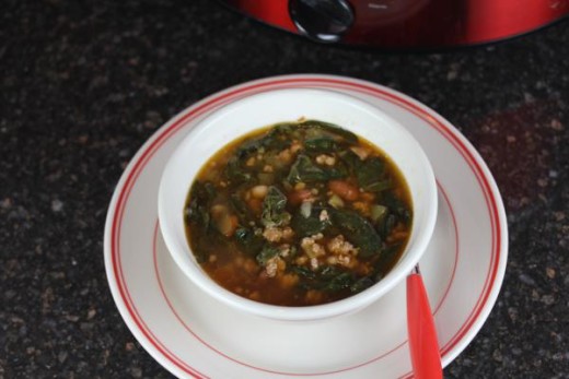Gluten Free White Chili with Sausage and Spinach_