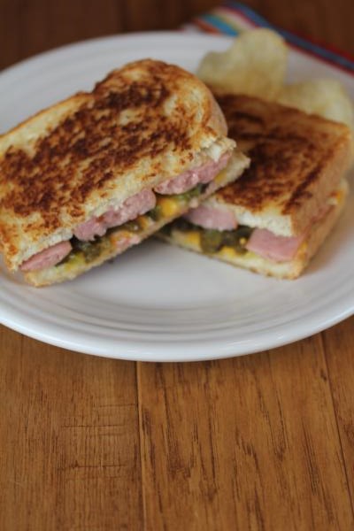 Kielbasa Grilled Cheese with Jalapeno Peppers