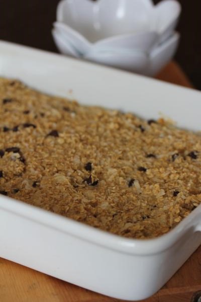 baked oatmeal in a white dish