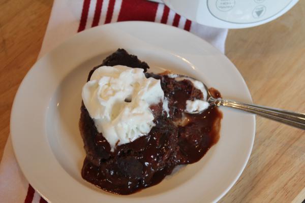 Crock Pot Raspberry Fudge Cake-