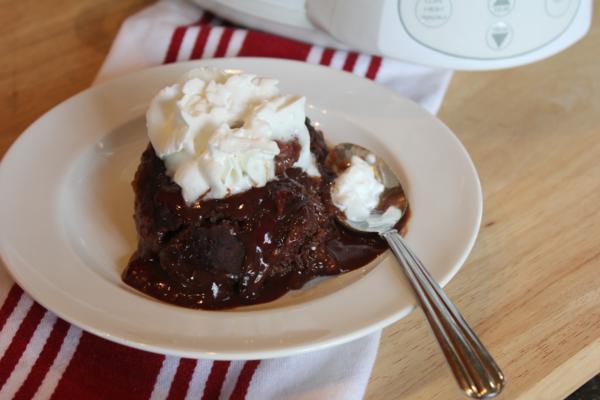 Crock Pot Raspberry Fudge Cake