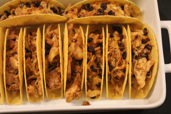 chicken and black bean oven tacos
