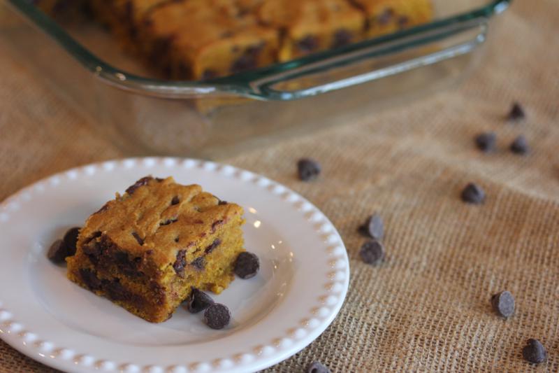 Chocolate Chip Pumpkin Bars-