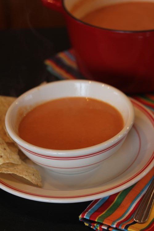 white bowl full of mexican tomato soup