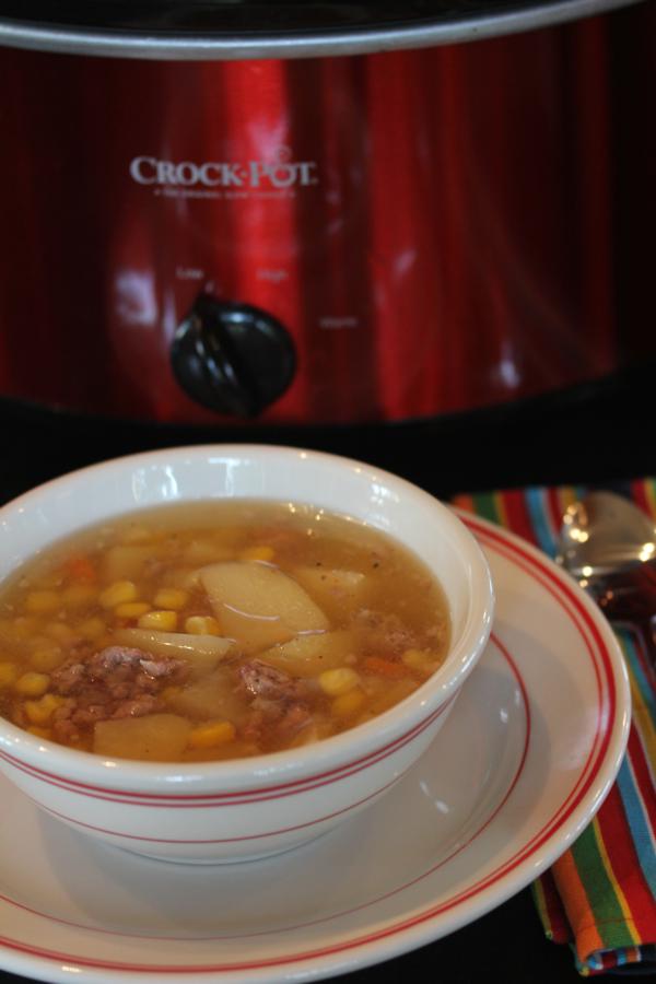 Slow Cooked Sausage Potato Corn Soup