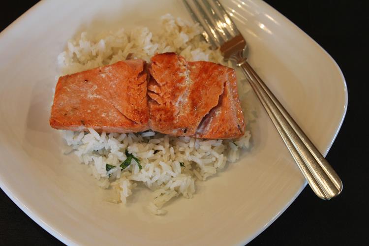 Pan Cooked Salmon with Cilantro Lime Rice