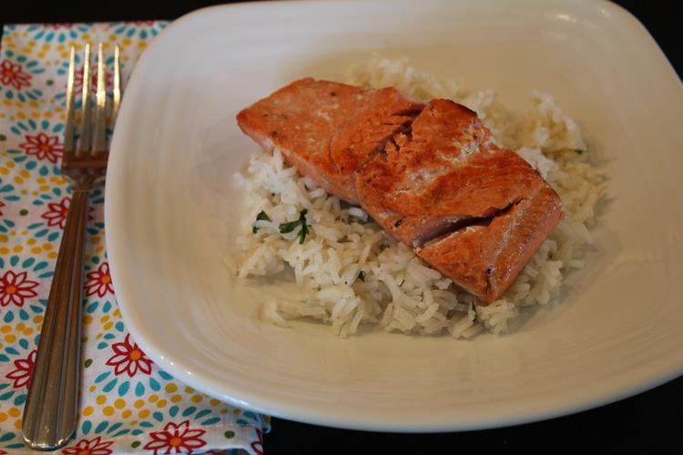 Pan Cooked Salmon with Cilantro Lime Rice