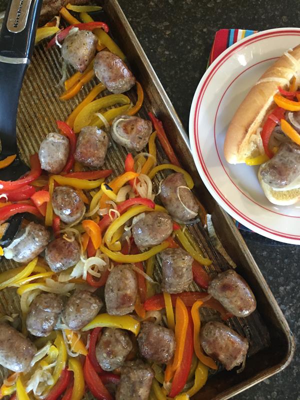 Sausage and Peppers Sheet Pan Sandwiches 