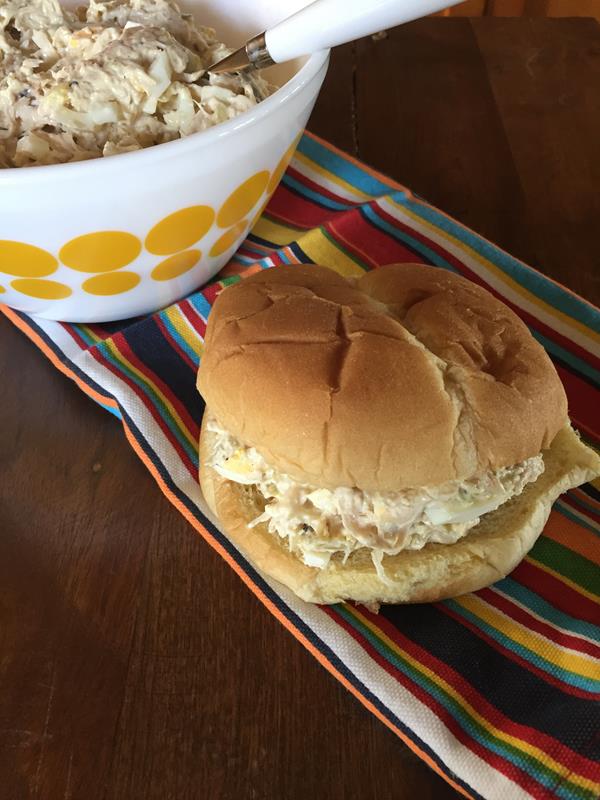 Classic Chicken Salad Sandwich on a hamburger bun