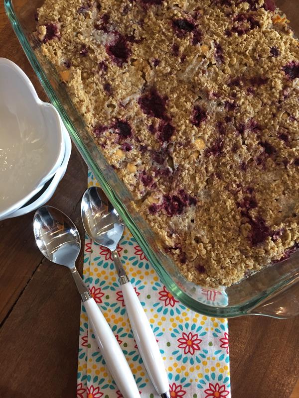 Raspberry Baked Oatmeal with white chocolate
