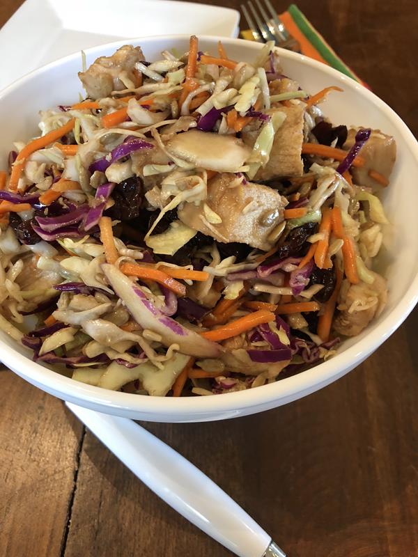 Asian Chicken Cabbage Salad in a bowl