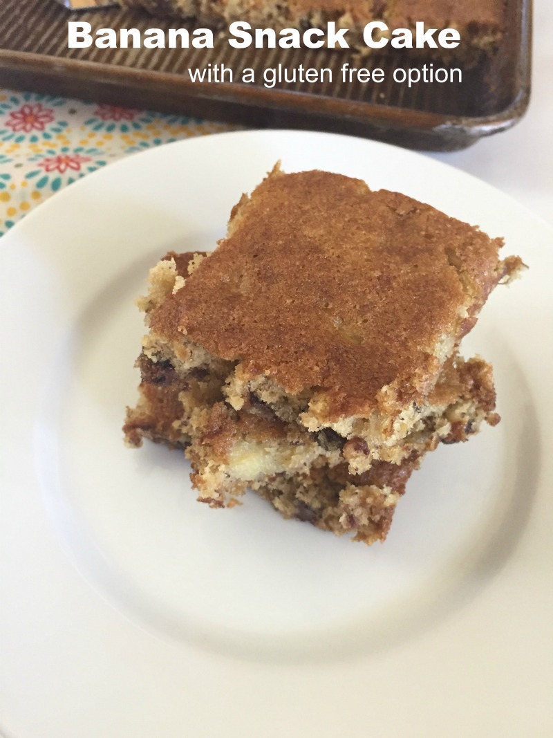 Banana Snack Cake with a Gluten Free Option