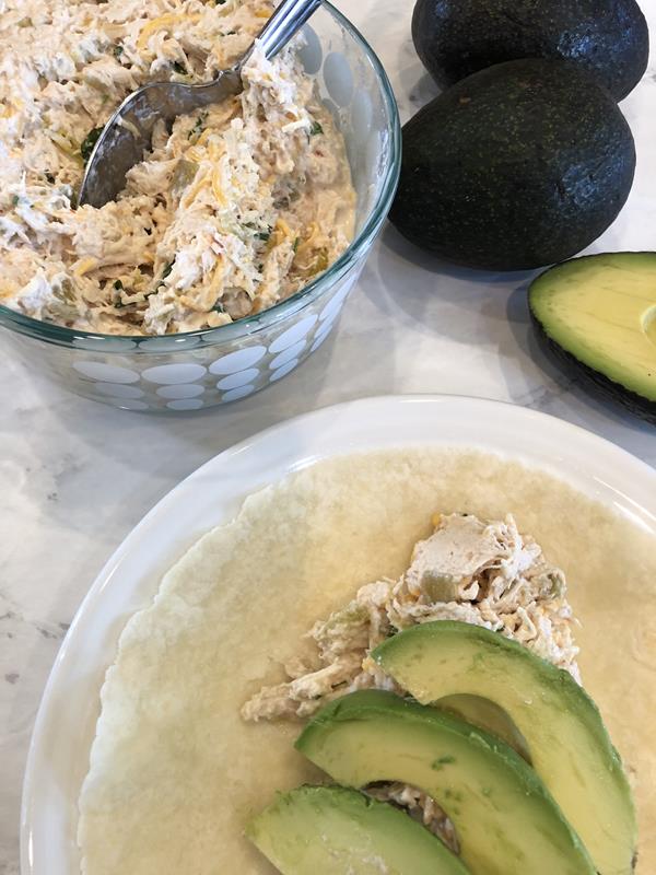 Mexican Chicken Salad on tortilla