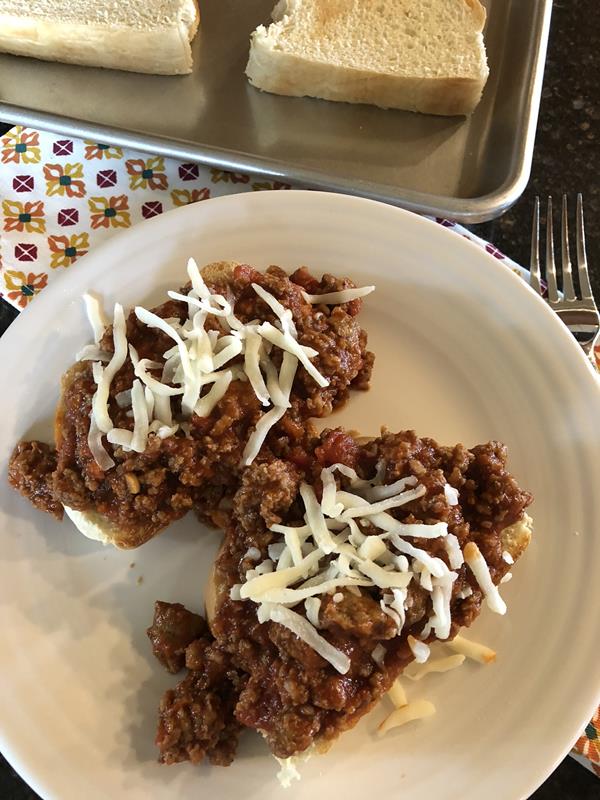 Italian Sloppy Joes with cheese on a plate