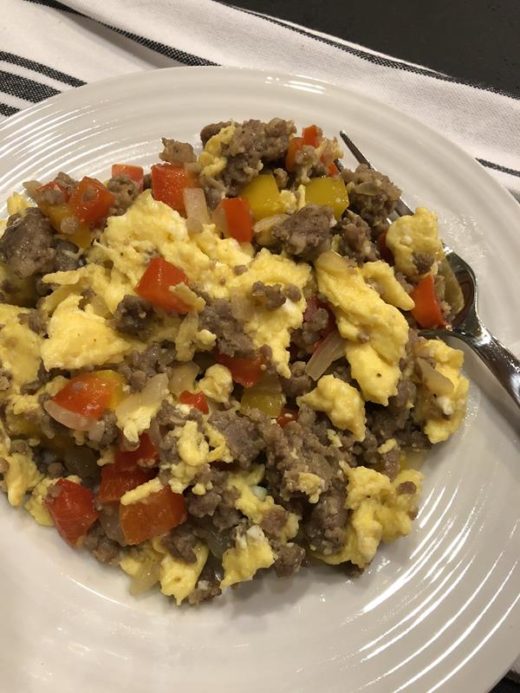 Scrambled Eggs with Sausage and Vegetables