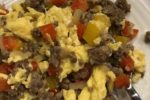 Scrambled Eggs with Sausage Onions and Peppers